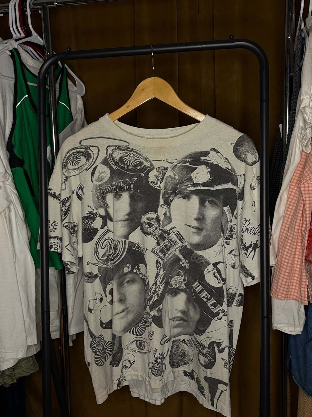 Vintage The Beatles All Over Print T-Shirt Size L White 1991 Apple Corp Winterla